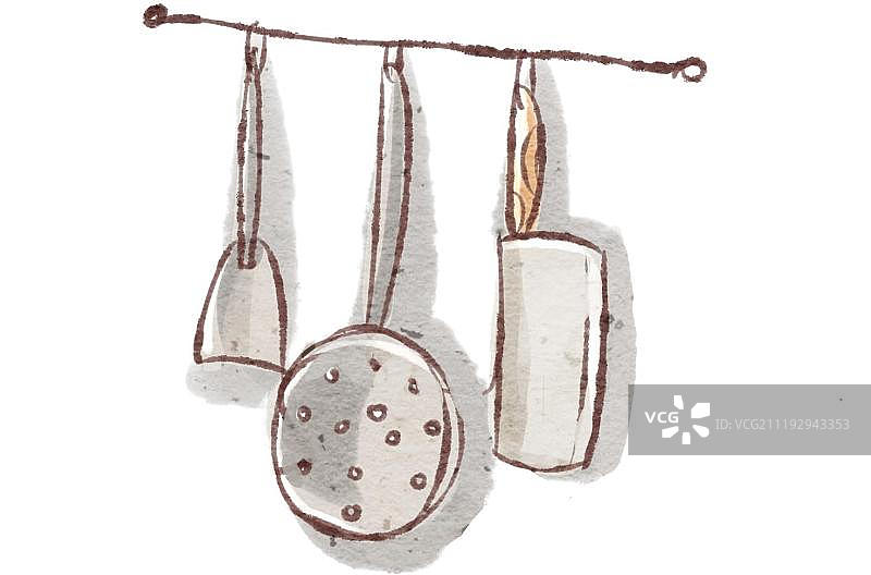 中国水墨风格厨房用具图片素材