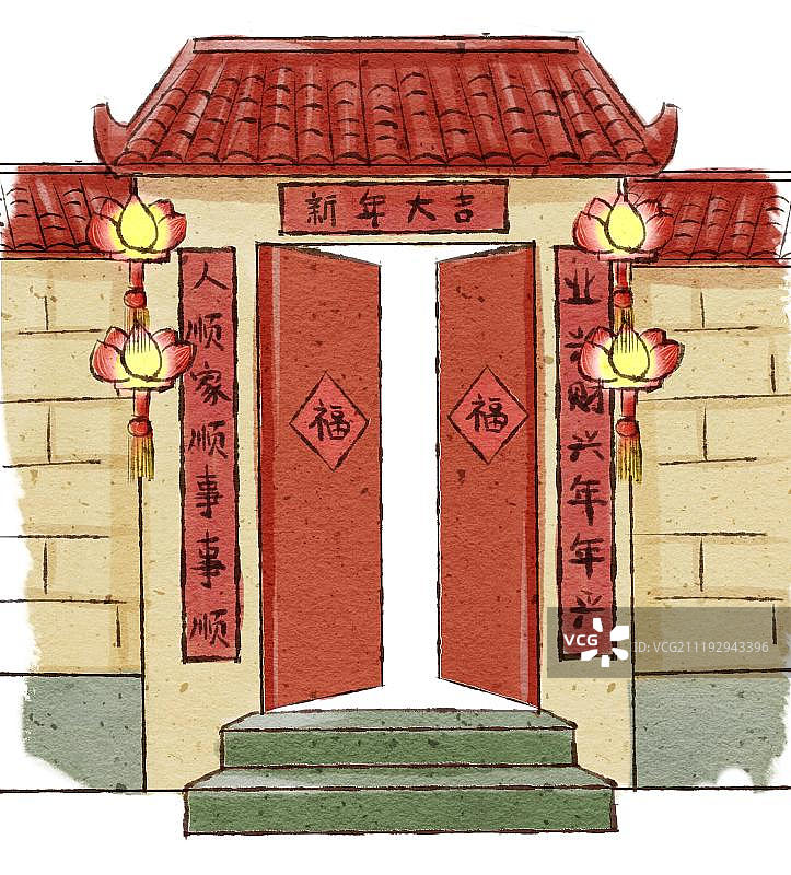 中国水墨风格大门图片素材