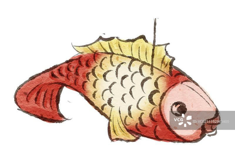 中国水墨风格鲤鱼灯笼图片素材