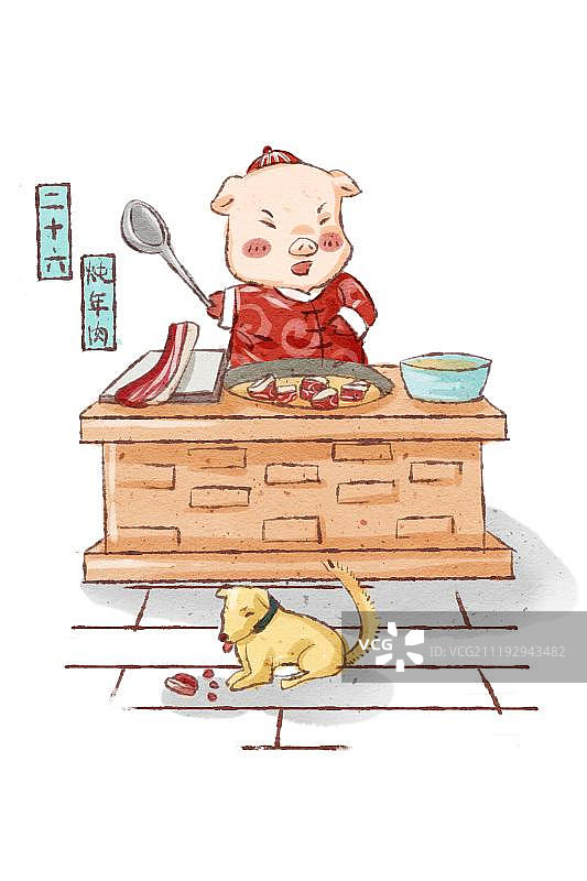 中国水墨风格猪炖大肉图片素材