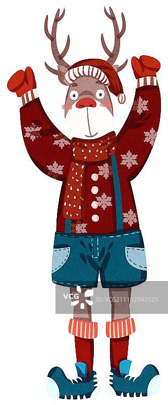 小清新圣诞节驯鹿人图片素材