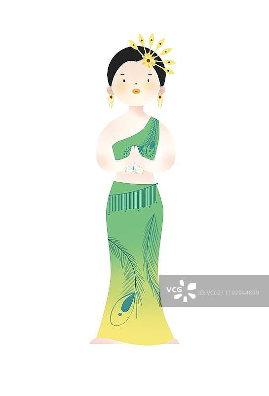 少数民族傣族少女服饰图片素材