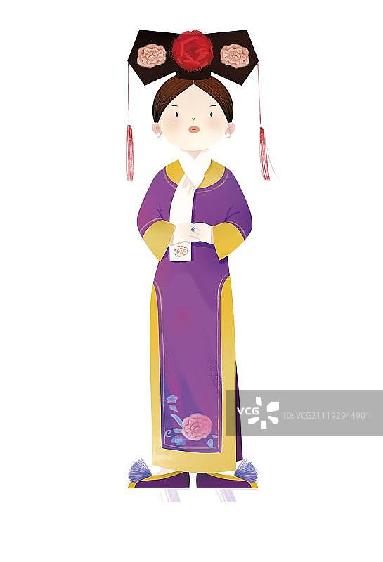 少数民族满族少女服饰图片素材