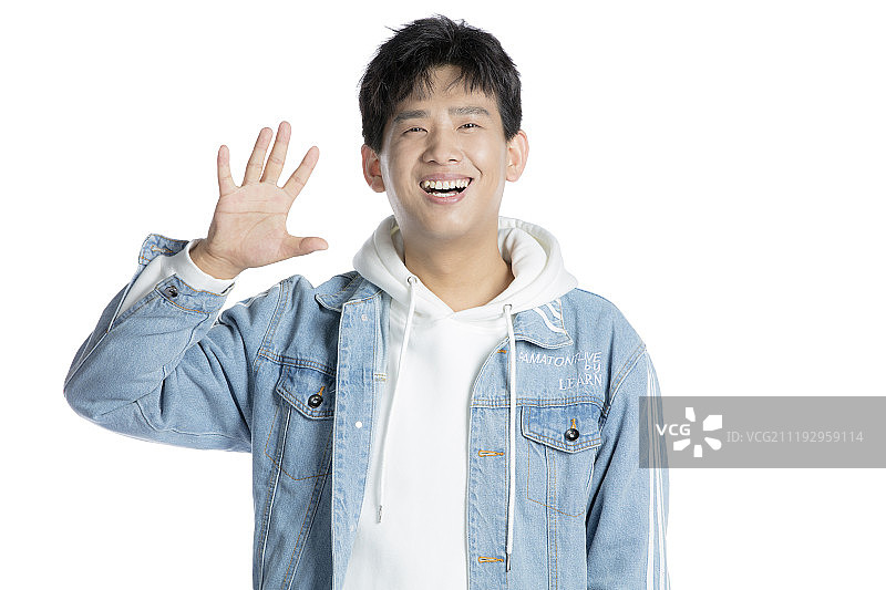 挥手的年轻男子图片素材