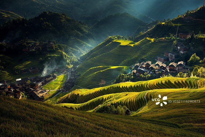 广西桂林金秋田园风光图片素材