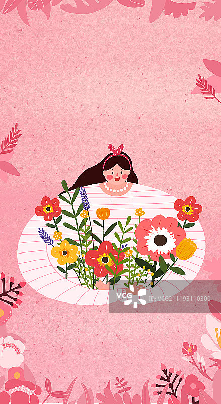 三八妇女节女孩鲜花图片素材