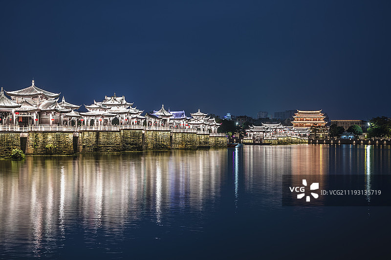 潮州广济桥夜景图片素材