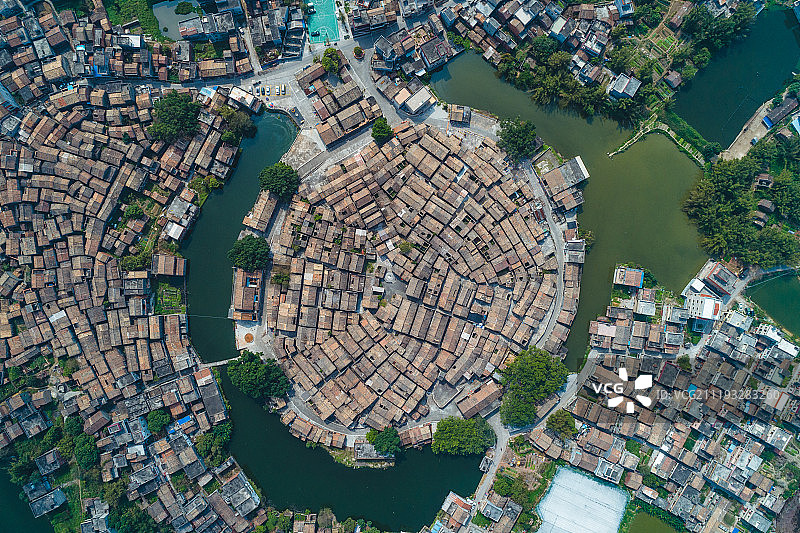 航拍肇庆市高要区八卦村全景图片素材