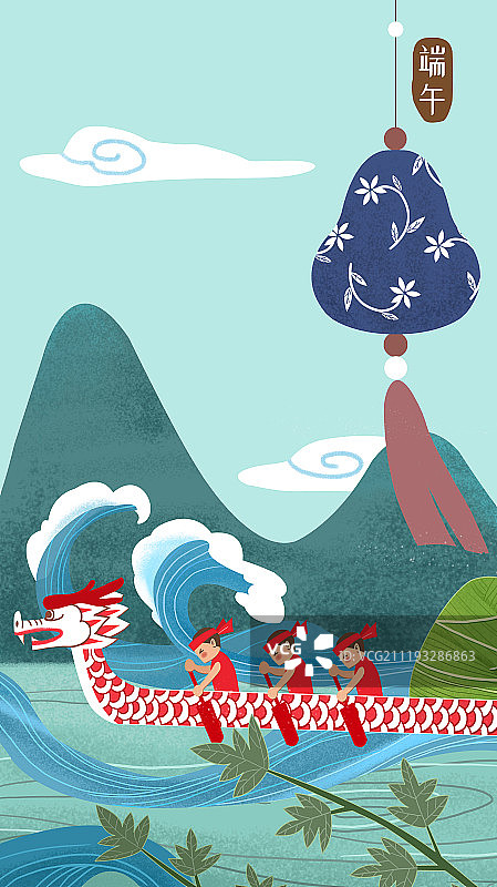 端午节吃粽子划龙舟图片素材