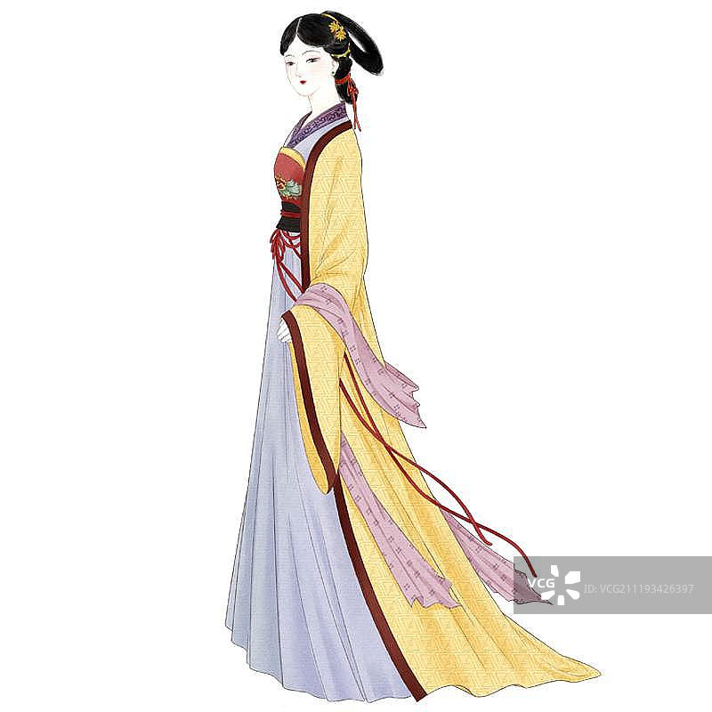 穿着汉服带发髻的古风女人图片素材