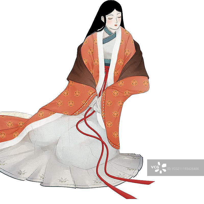 穿着汉服坐着的古风女人图片素材