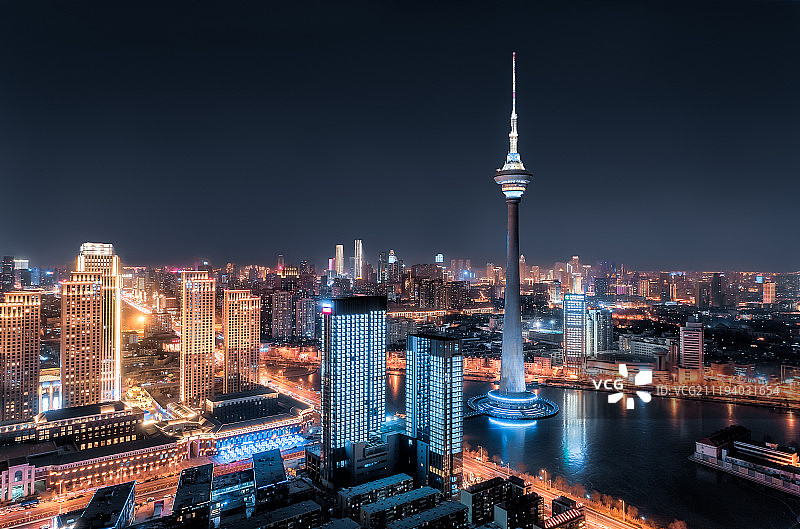 天津广播电视塔夜景图片素材