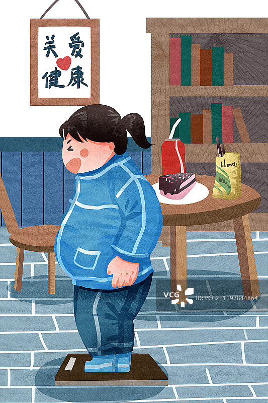 小清新风格肥胖与健康图片素材