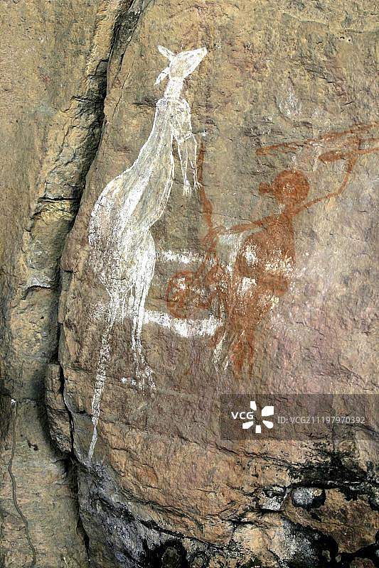 澳大利亚北部地区卡卡杜国家公园诺尔朗吉安邦邦画廊的土著岩画图片素材