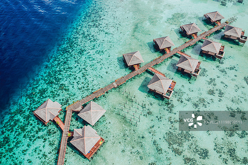 航拍海景度假酒店图片素材