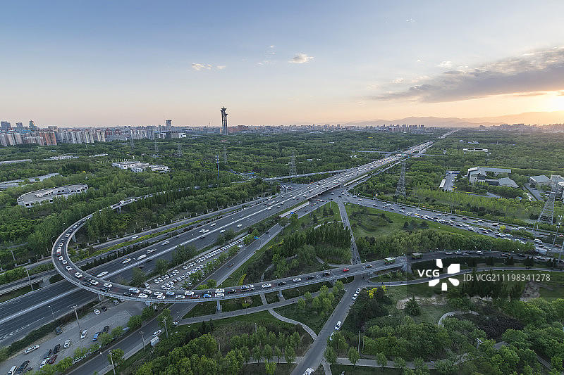 北京仰山桥日落图片素材