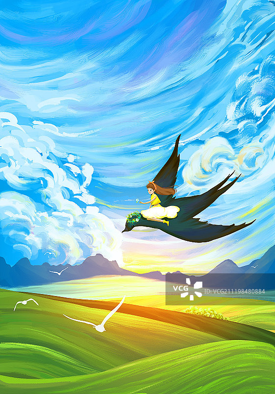 春天的燕子创意插画图片素材