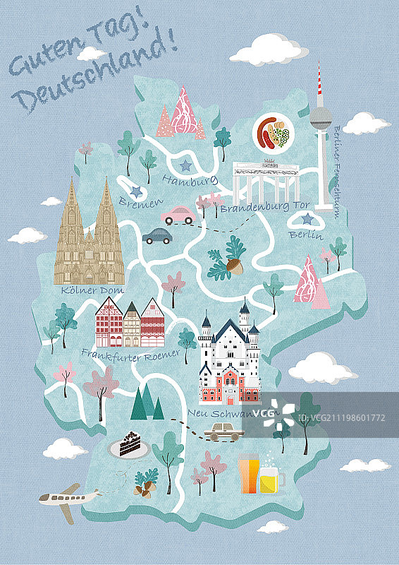 德国旅行地图图片素材