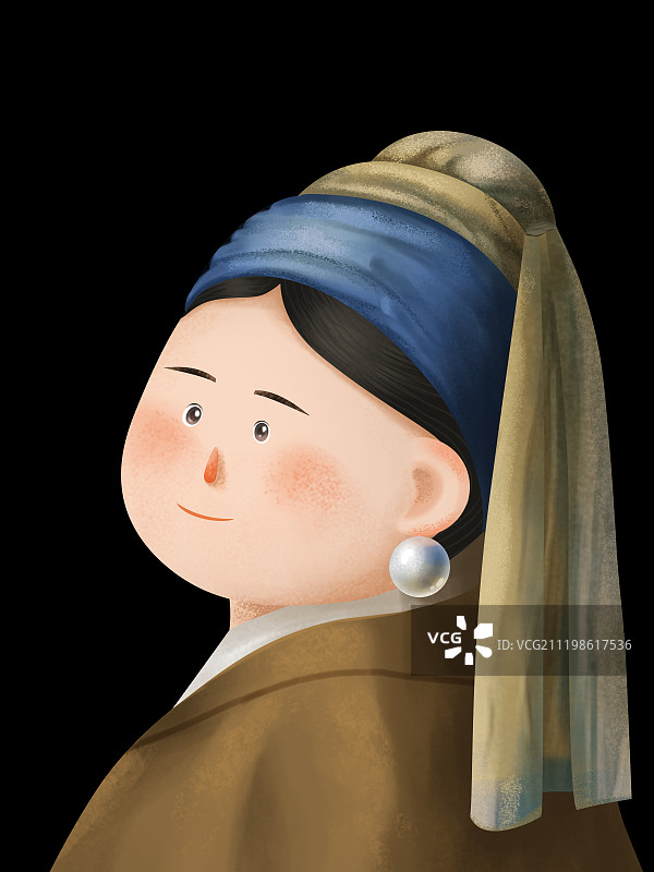 戴珍珠耳环的少女图片素材