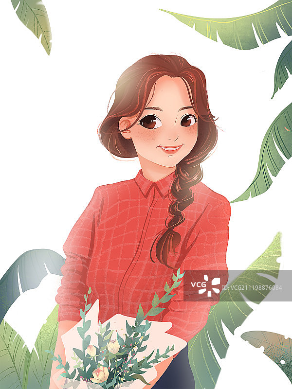 女孩半身像图片素材