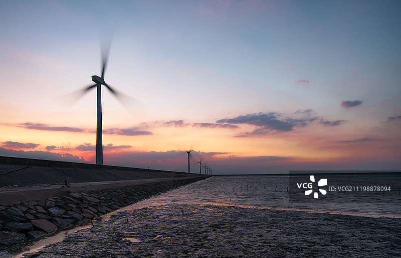 杭州湾晚霞图片素材