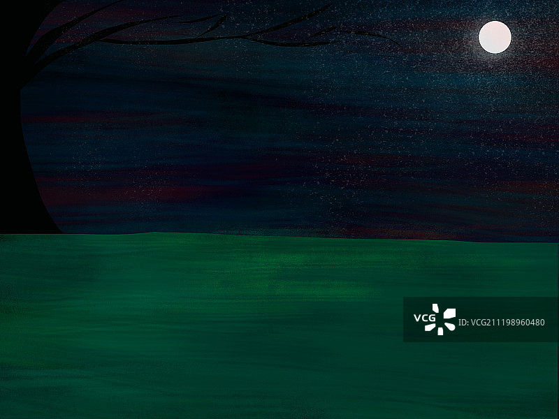 空旷的夜晚大草地背景图片素材