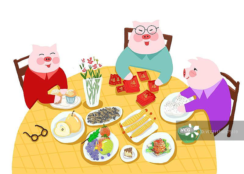 猪猪们的早餐图片素材