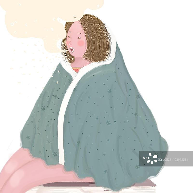 裹毛毯的女孩图片素材