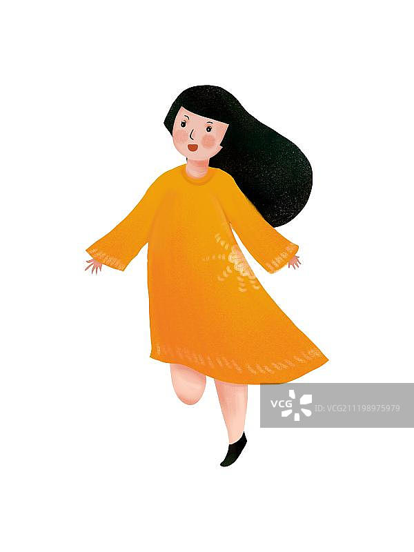 蹦蹦跳跳的女孩图片素材