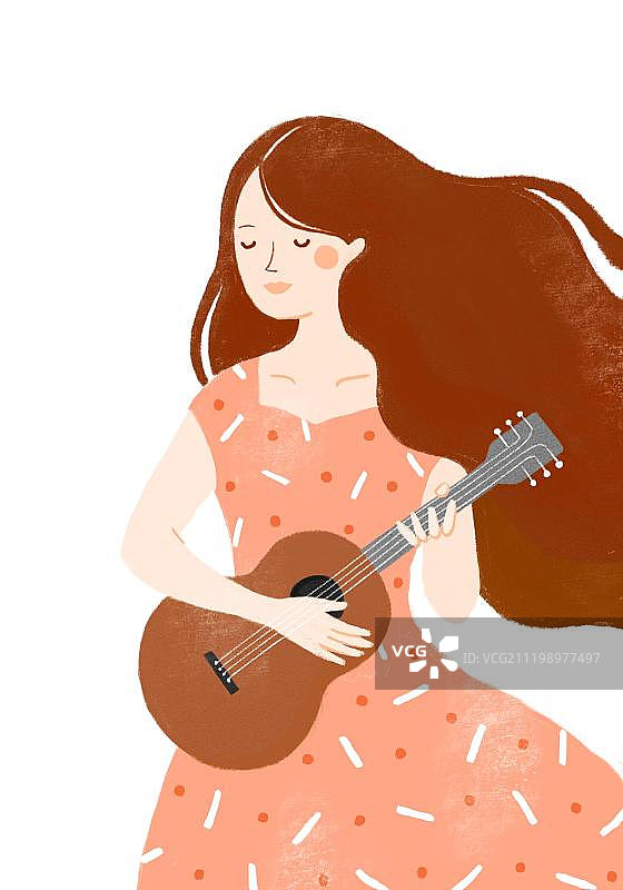 弹琴的女孩图片素材