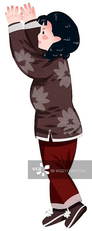 中国风女孩手举着拿东西图片素材