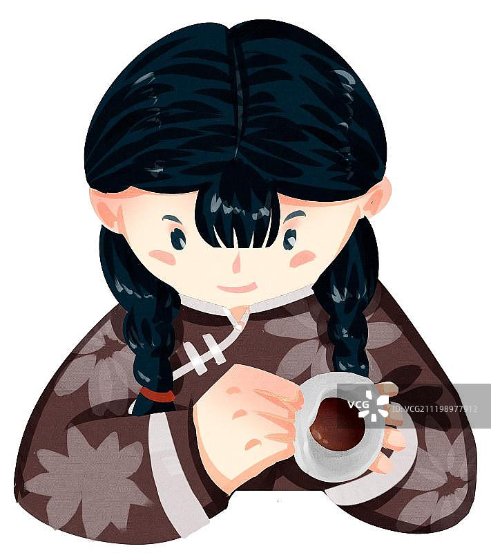 中国风女孩包元宵图片素材