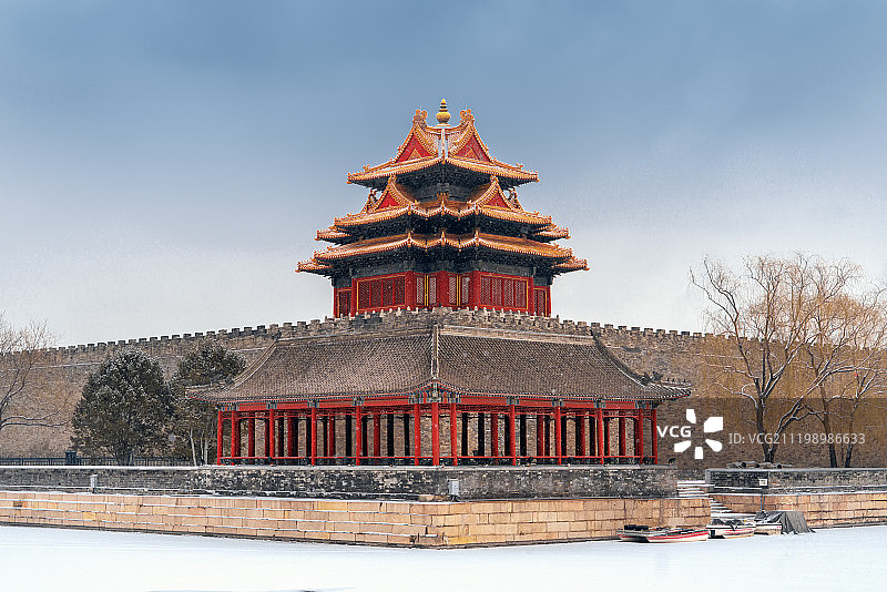 北京故宫角楼雪景图片素材
