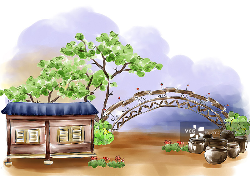 水彩春天背景插画图片素材