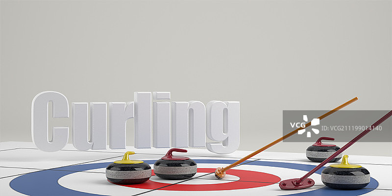 冰壶运动3D插画图片素材