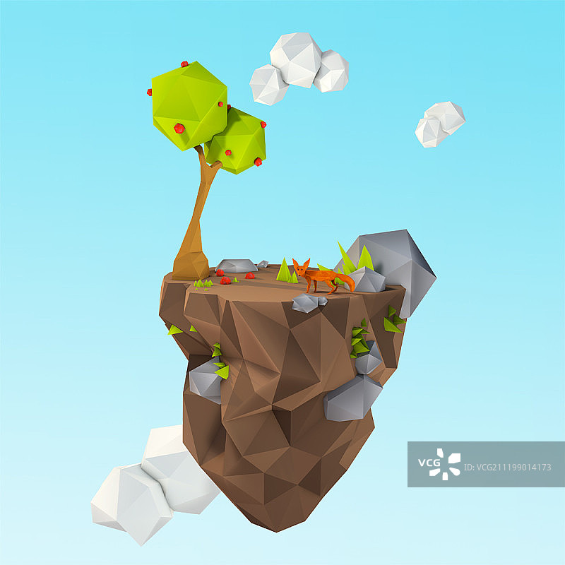 3D插画 漂浮岛屿图片素材