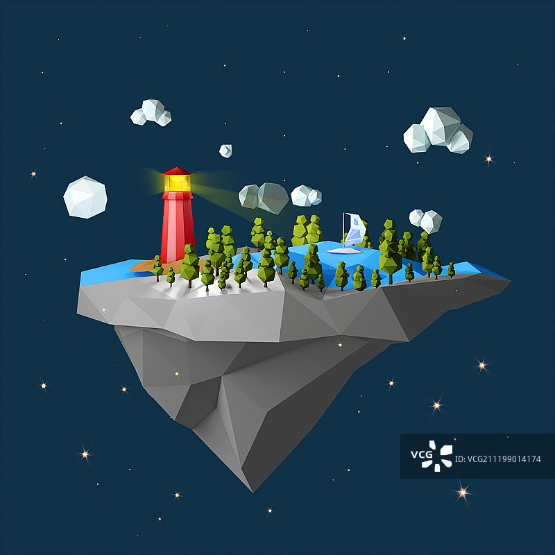3D插画 漂浮岛屿图片素材