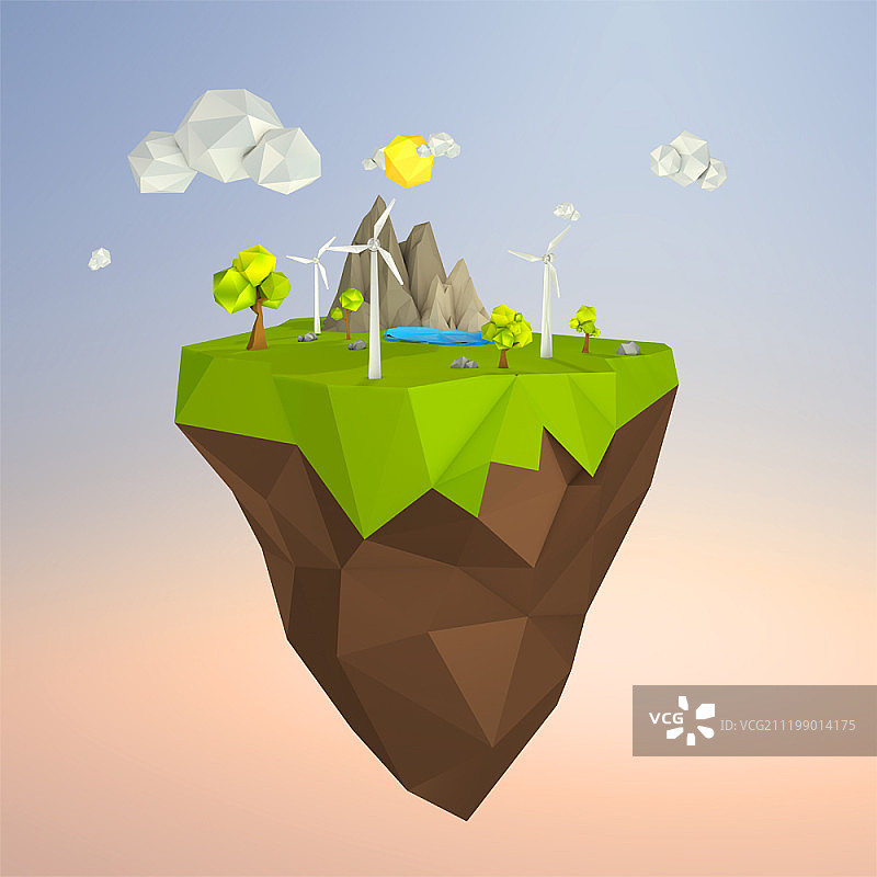 3D插画 漂浮岛屿图片素材