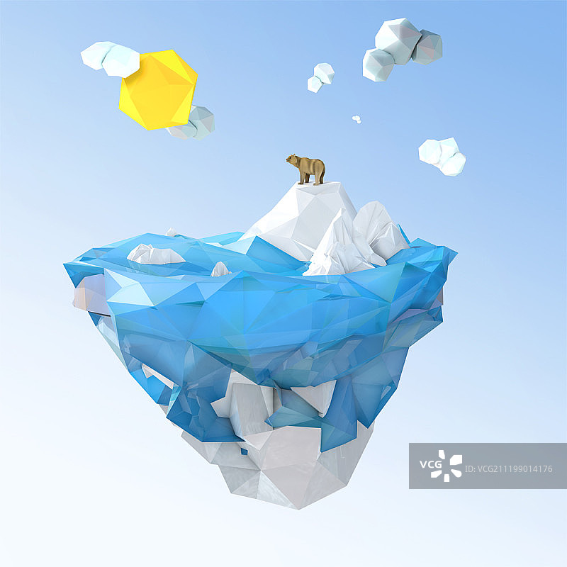 3D插画 漂浮岛屿图片素材