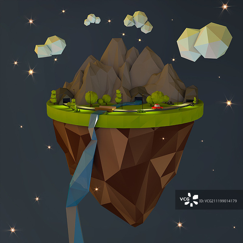 3D插画 漂浮岛屿图片素材