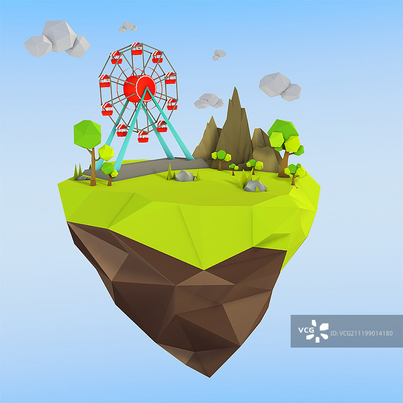 3D插画 漂浮岛屿图片素材