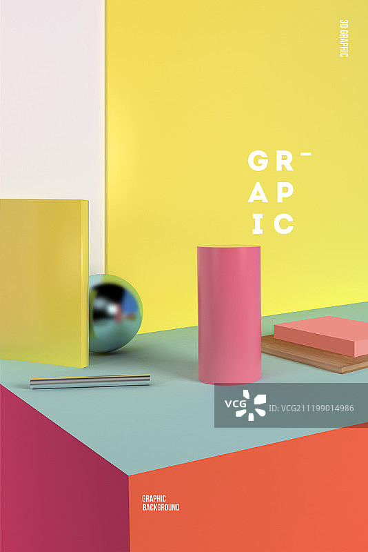 3D渲染：多色几何元素图片素材