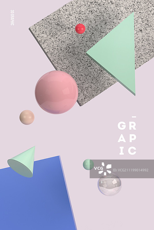 3D渲染：多色几何元素图片素材