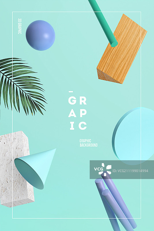 3D渲染：多色几何元素图片素材