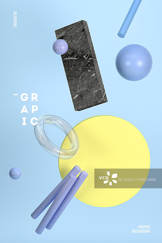 3D渲染：多色几何元素图片素材