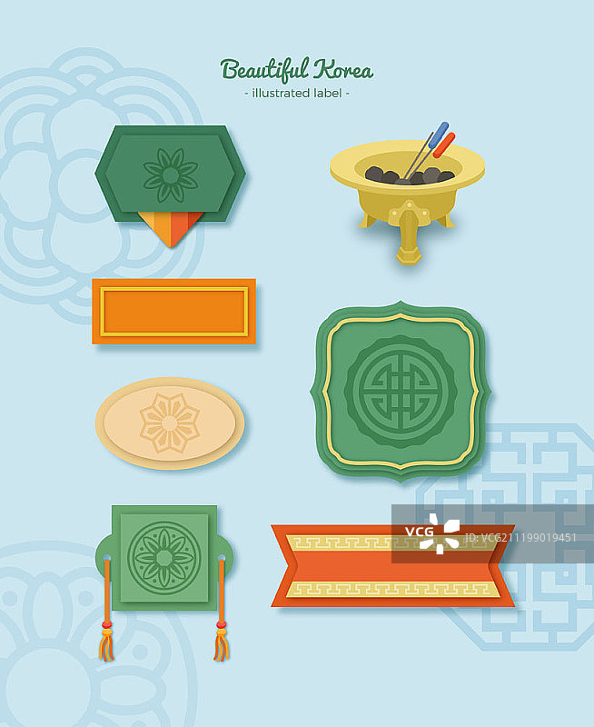 韩国传统图案标签设计图片素材