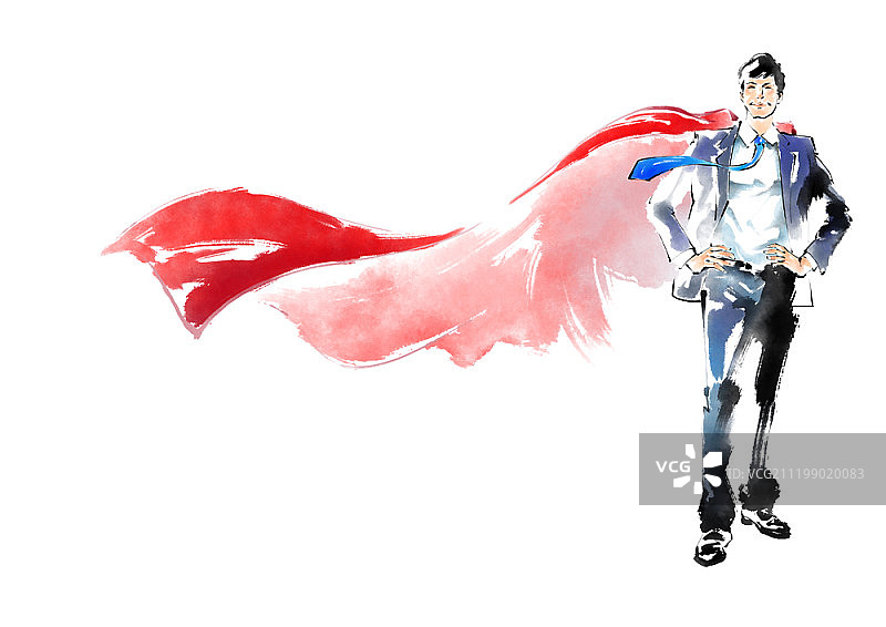 超人概念水彩插画图片素材