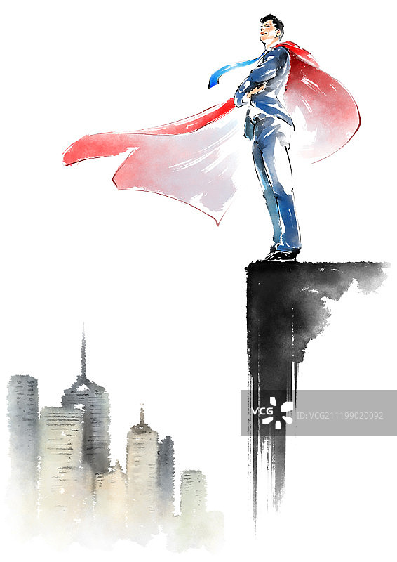 超人概念水彩插画图片素材