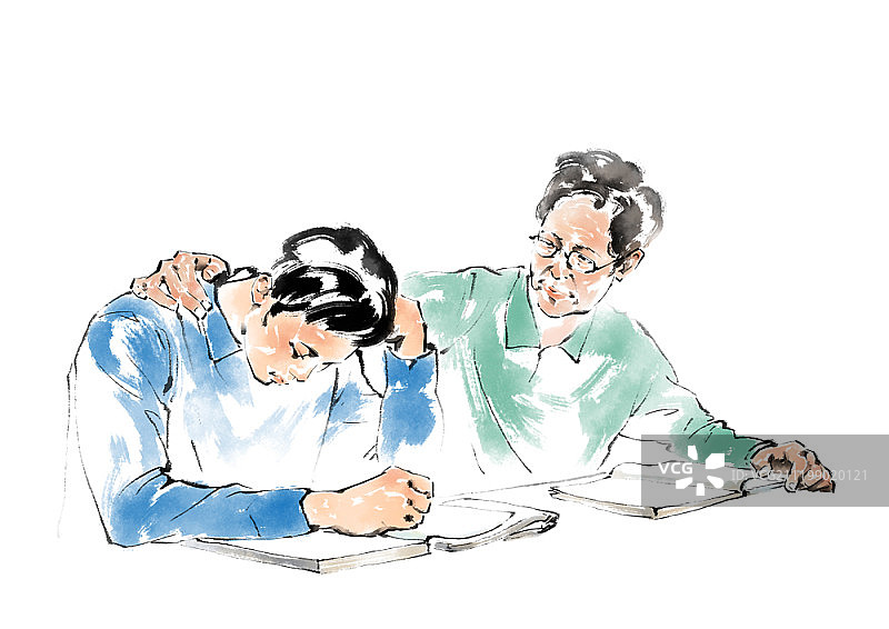 老年人主题学习插画图片素材