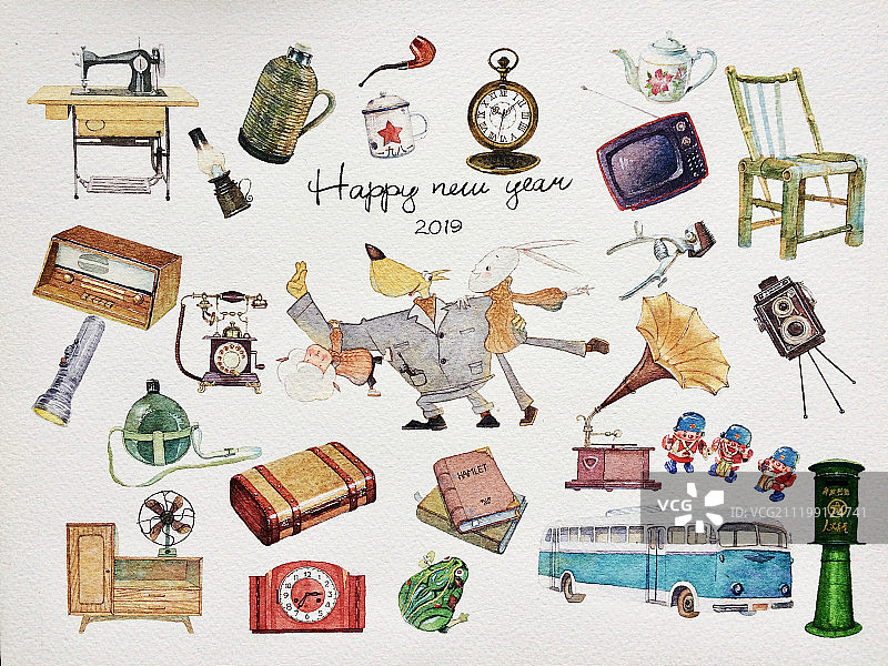 复古风格的水彩图片素材